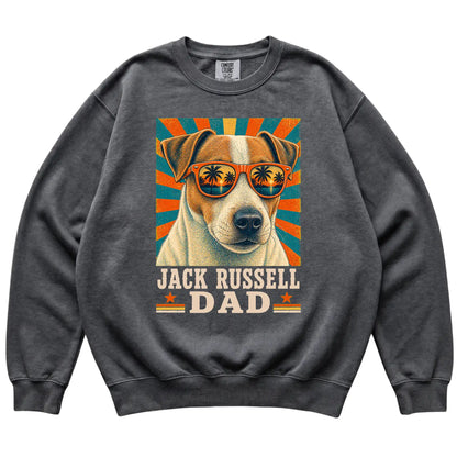 Retro Jack Russell Dad design on a Pepper Comfort Colors sweatshirt