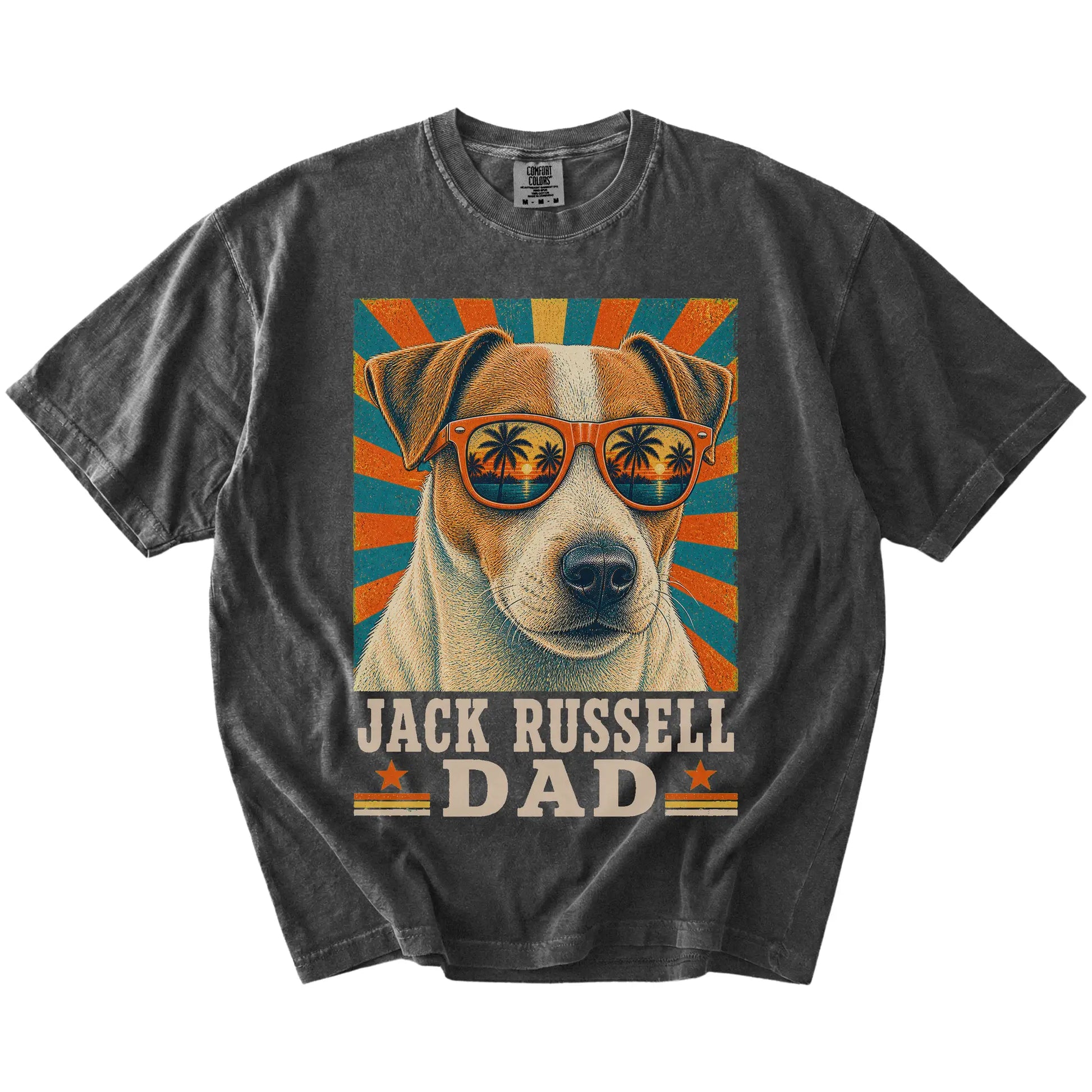 Retro Jack Russell Dad design on a Pepper Comfort Colors T-shirt
