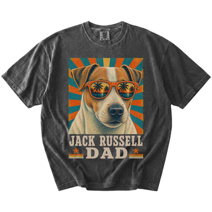 Retro Jack Russell Dad design on a Pepper Comfort Colors T-shirt