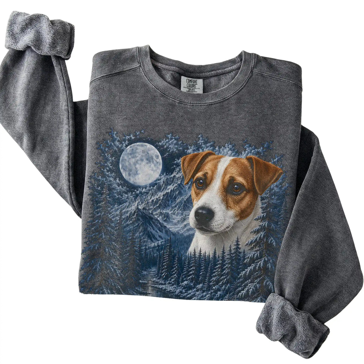 Jack Russell Forest Moon Sweatshirt in Pepper