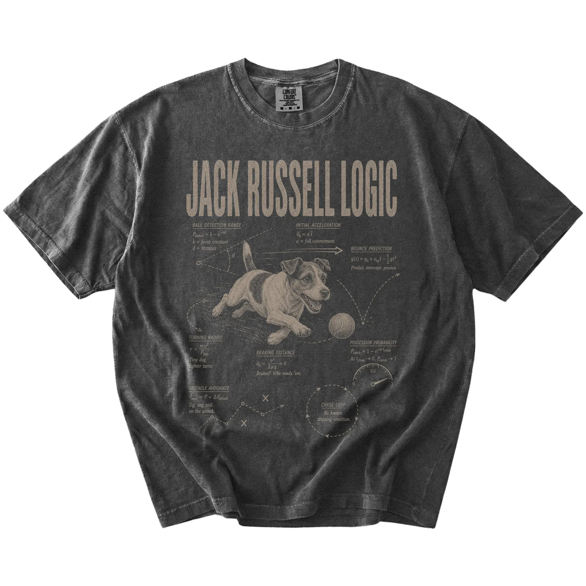 Pepper Jack Russell Logic T-Shirt laid flat