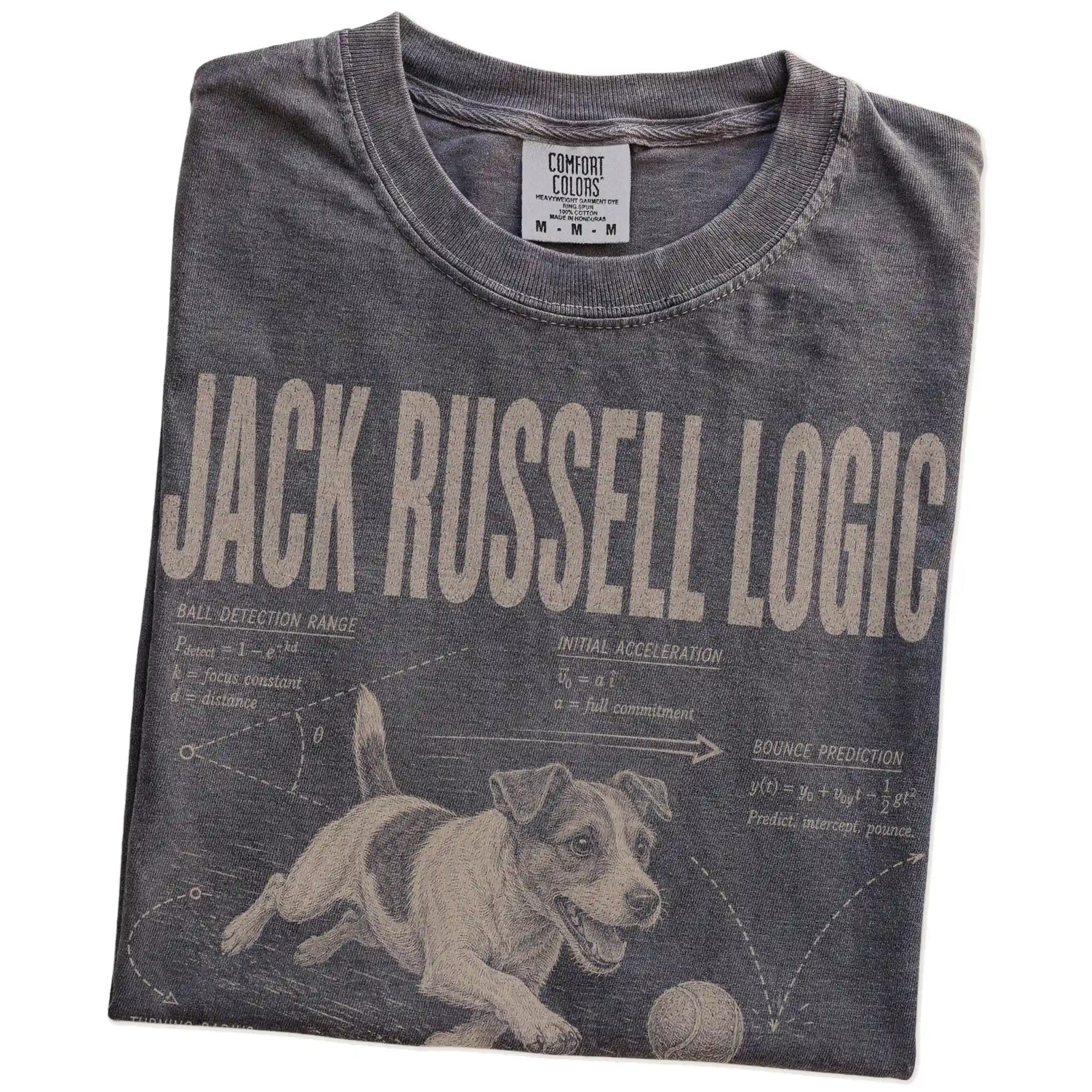 Folded Pepper Jack Russell Logic T-Shirt showing the graphic