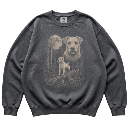Pepper Jack Russell Moonlit Forest Comfort Colors sweatshirt, flat view