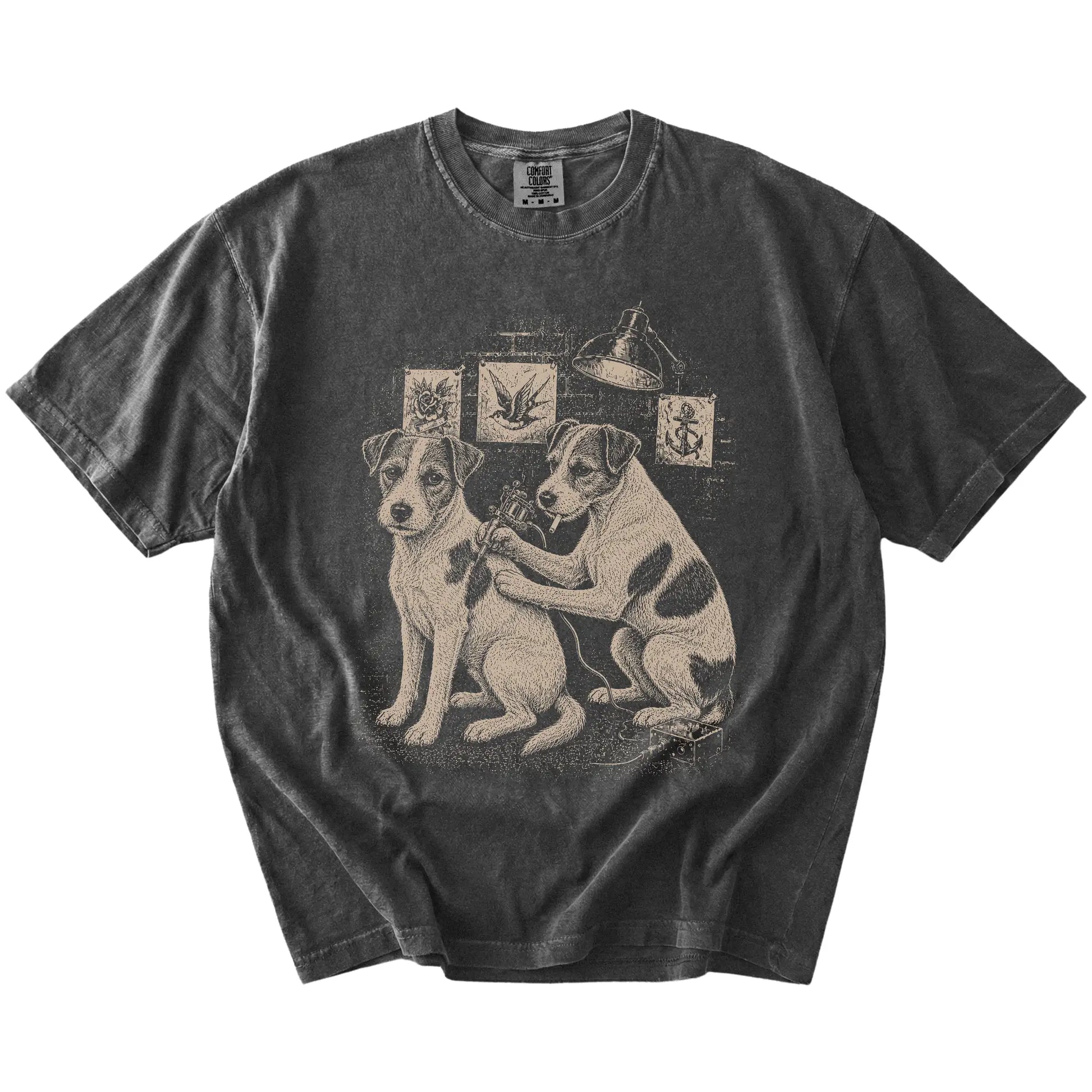 Pepper Jack Russell Tattoo t-shirt laid flat