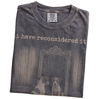 Folded Pepper Comfort Colors® T-shirt showing “the answer is still no” jack russell design