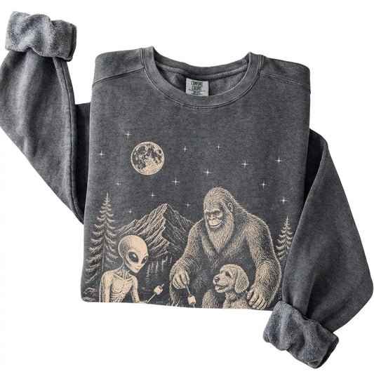 Pepper Labradoodle Camping with Bigfoot and Alien folded detail view