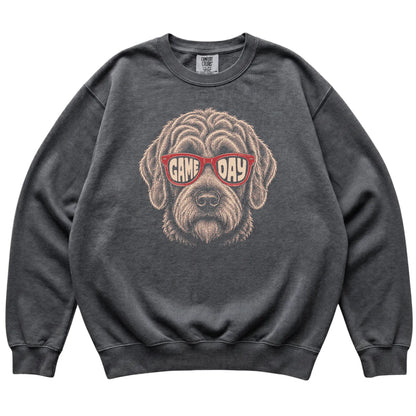 Pepper Labradoodle Game Day Sunglasses sweatshirt, laid flat