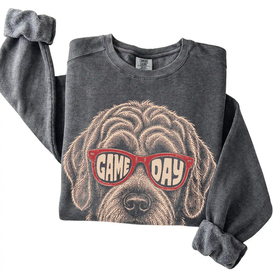 Pepper Labradoodle Game Day Sunglasses sweatshirt, folded