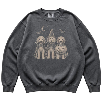 Pepper Labradoodle Halloween Costume Comfort Colors sweatshirt, flat view