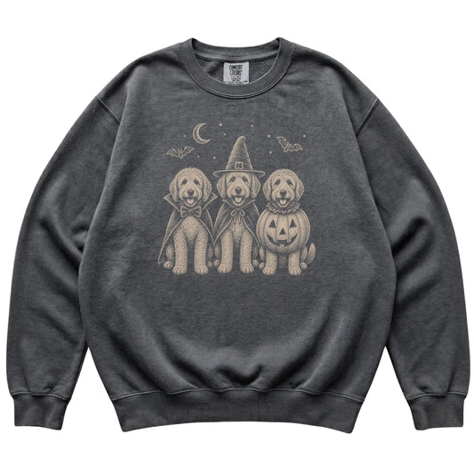 Pepper Labradoodle Halloween Costume Comfort Colors sweatshirt, flat view