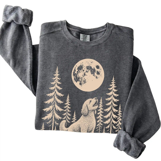 Labradoodle Howling at the Moon Comfort Colors sweatshirt in Pepper