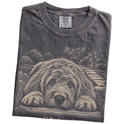 Labradoodle Karma Comfort Colors T-shirt in Pepper — Folded Detail