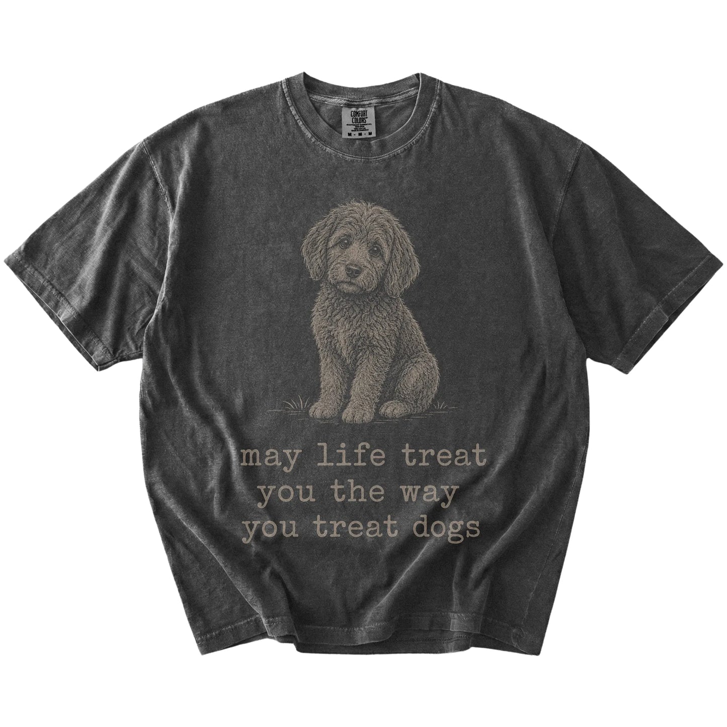 Pepper Labradoodle Karma T-Shirt laid flat