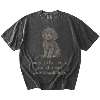 Pepper Labradoodle Karma T-Shirt laid flat