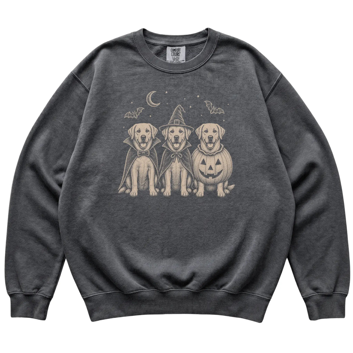 Pepper Labrador Retriever Halloween Costume Comfort Colors sweatshirt, flat view