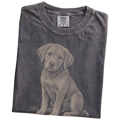 Folded Pepper Labrador Retriever Karma T-Shirt showing the graphic