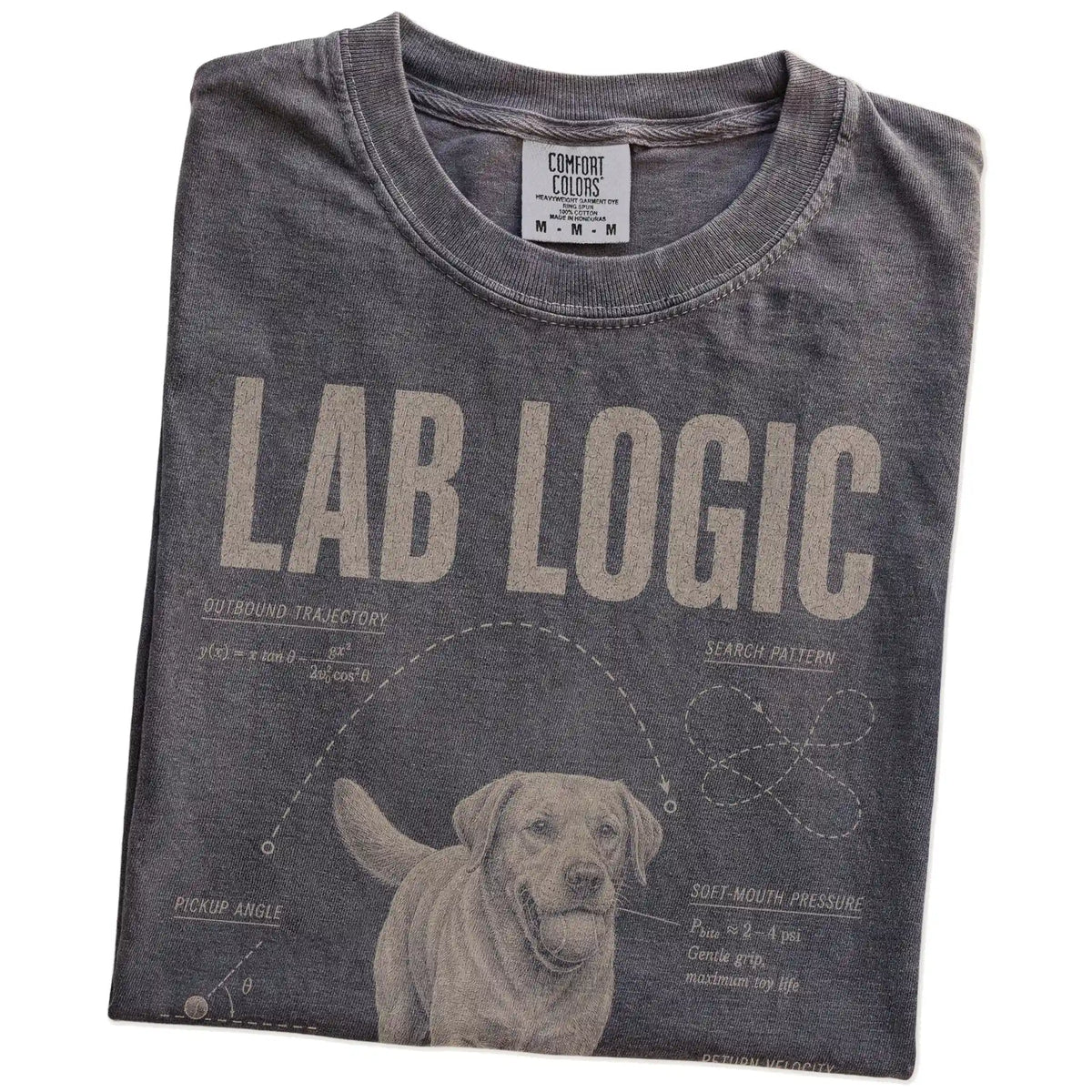 Folded Pepper Labrador Retriever Logic T-Shirt showing the graphic