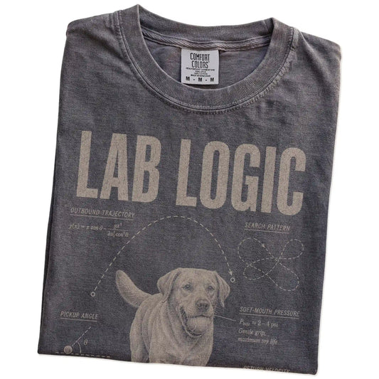 Folded Pepper Labrador Retriever Logic T-Shirt showing the graphic