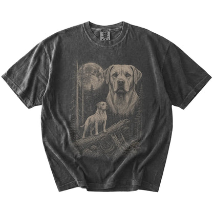 Pepper Labrador Retriever Moonlit Forest T-Shirt laid flat