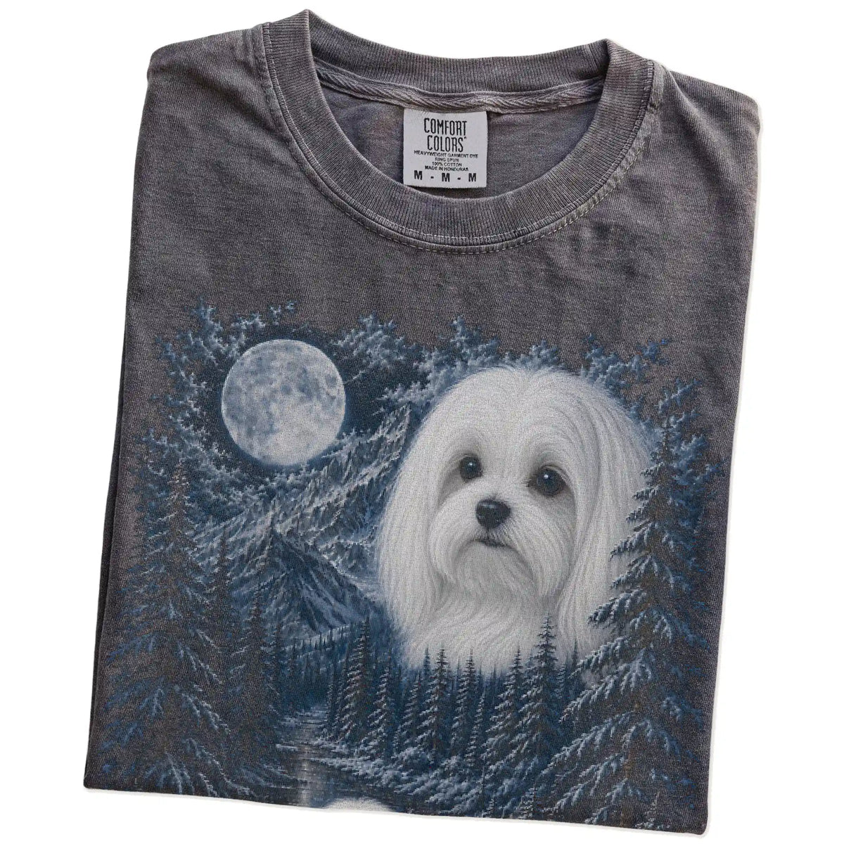 Folded Pepper Maltese winter forest t-shirt