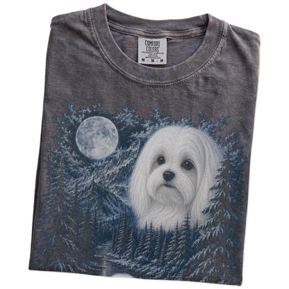 Folded Pepper Maltese winter forest t-shirt