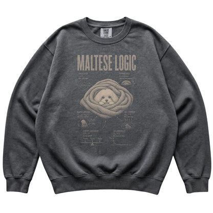 Pepper Maltese Logic sweatshirt laid flat
