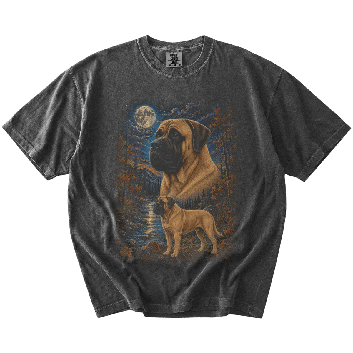 pepper T-shirt with Mastiff Autumn Moon artwork.