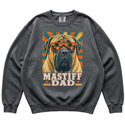 Retro Mastiff Dad design on a Pepper Comfort Colors sweatshirt