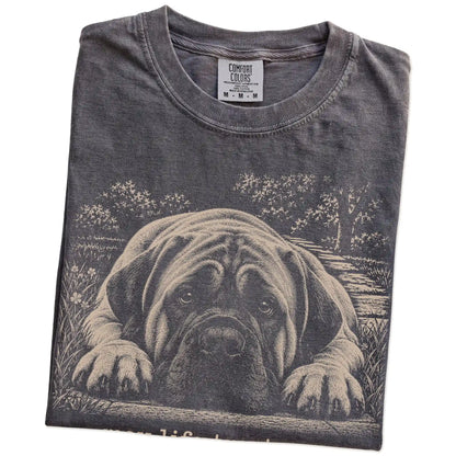 Mastiff Karma Comfort Colors T-shirt in Pepper — Folded Detail