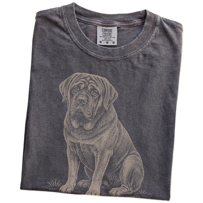 Folded Pepper Mastiff Karma T-Shirt showing the graphic