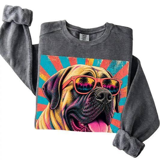 Folded Pepper Comfort Colors sweatshirt with a Retro Mastiff Mama design