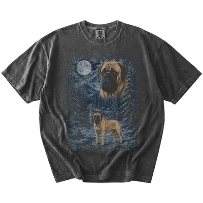 pepper T-shirt with Mastiff Winter Moon artwork.