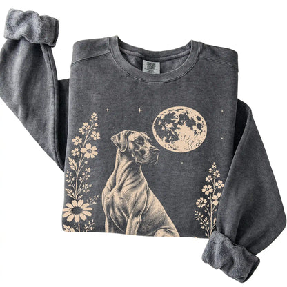 Pepper Moon Flowers Great Dane Comfort Colors sweatshirt, folded view