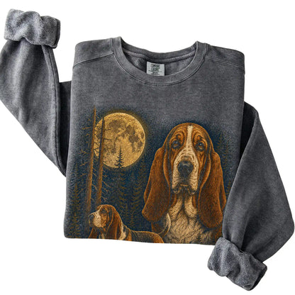 Basset Hound Wildwood Moon Sweatshirt in Pepper