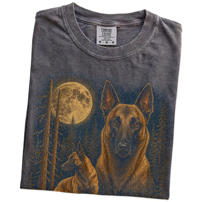 Folded Pepper Belgian Malinois full-color Moonlit Forest t-shirt