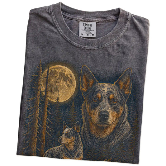 Pepper Blue Heeler Wildwood Moon t-shirt