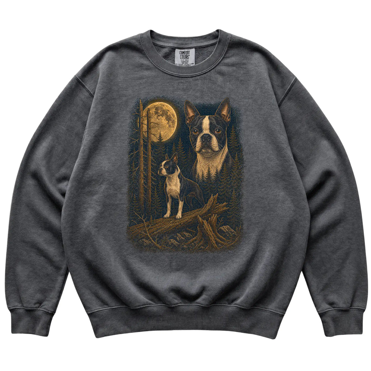Boston Terrier Wildwood Moon Sweatshirt in Pepper