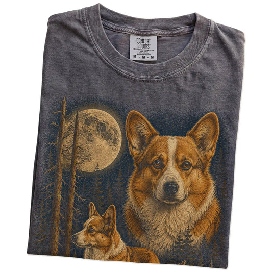 Pepper Corgi Wildwood Moon t-shirt