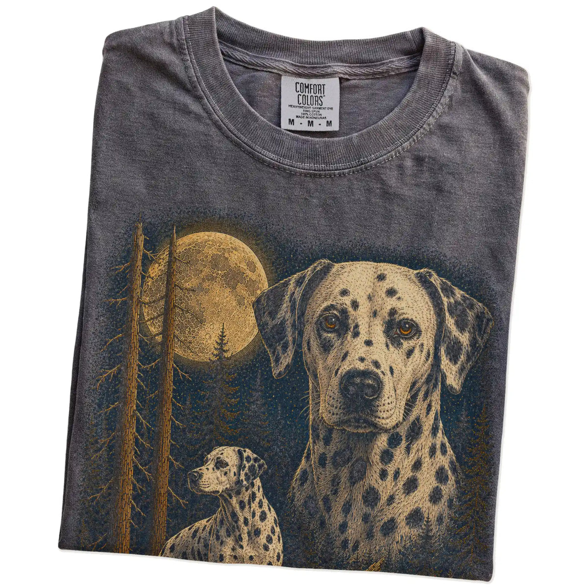 Folded Pepper Dalmatian full-color Moonlit Forest t-shirt