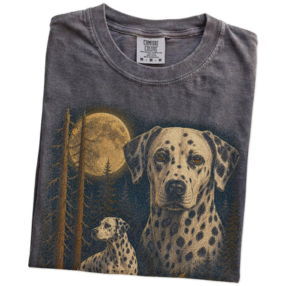 Folded Pepper Dalmatian full-color Moonlit Forest t-shirt