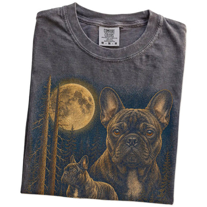Folded Pepper French Bulldog full-color Moonlit Forest t-shirt