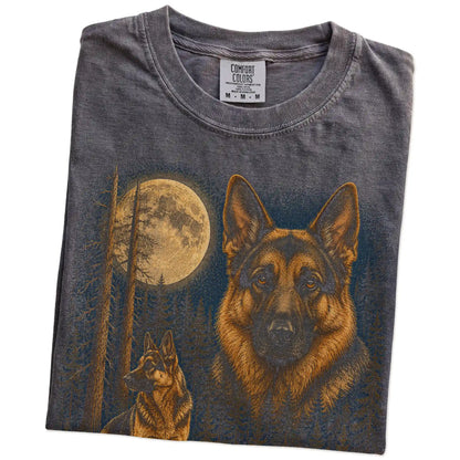 Folded Pepper German Shepherd full-color Moonlit Forest t-shirt