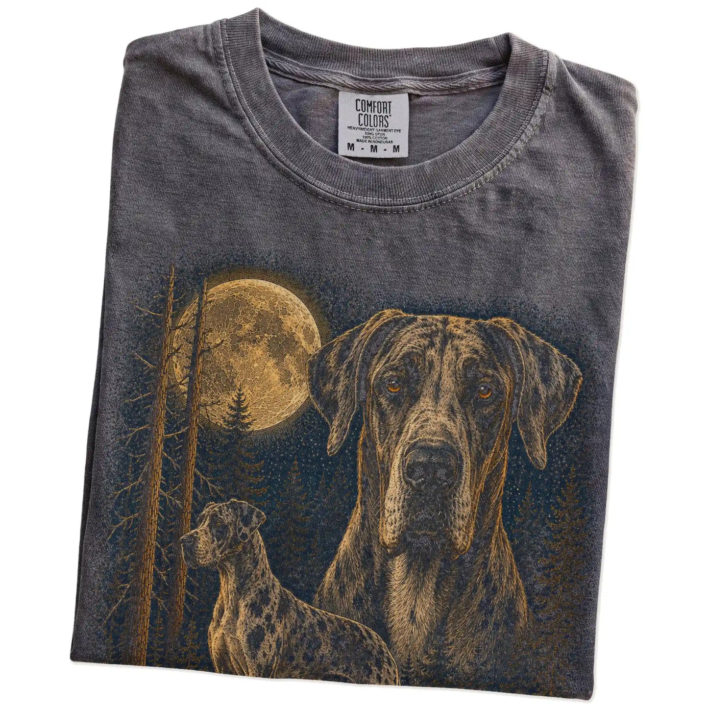 Folded Pepper Great Dane full-color Moonlit Forest t-shirt