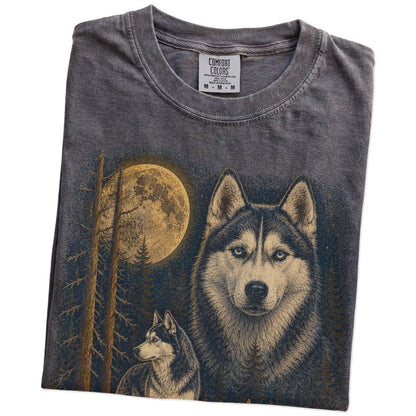 Folded Pepper Husky full-color Moonlit Forest t-shirt