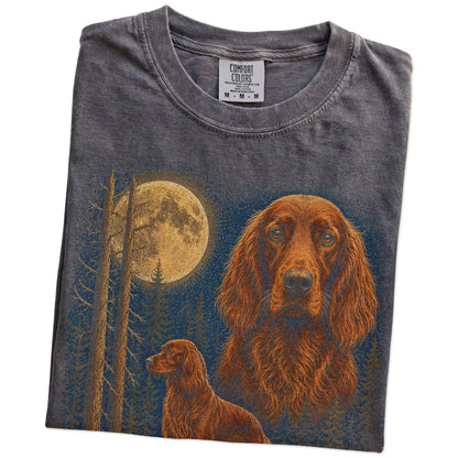 Folded Pepper Irish Setter full-color Moonlit Forest t-shirt