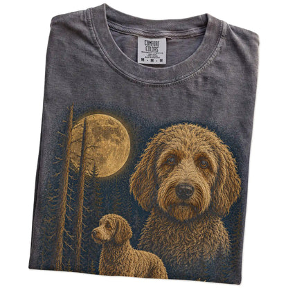 Folded Pepper Labradoodle full-color Moonlit Forest t-shirt