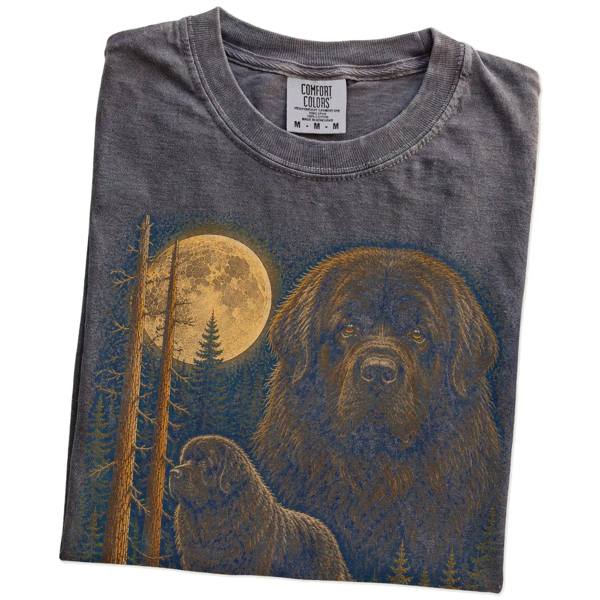Folded Pepper Newfie full-color Moonlit Forest t-shirt