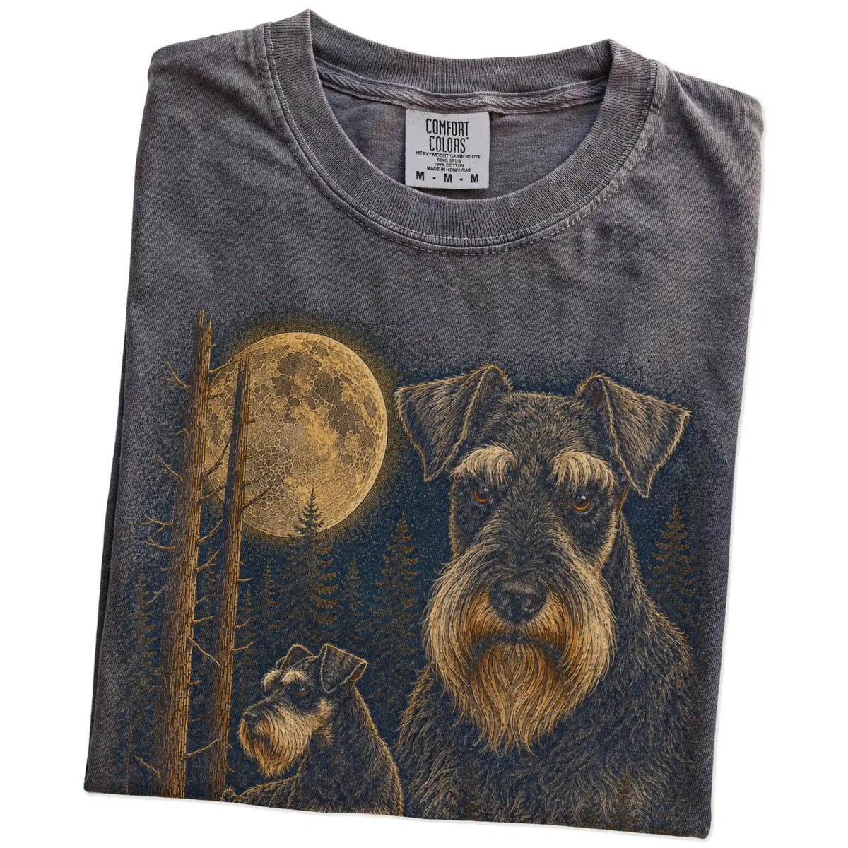 Folded Pepper Schnauzer full-color Moonlit Forest t-shirt