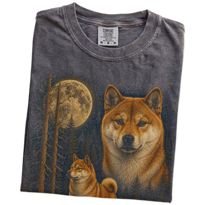 Folded Pepper Shiba Inu full-color Moonlit Forest t-shirt