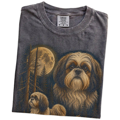 Folded Pepper Shih Tzu full-color Moonlit Forest t-shirt
